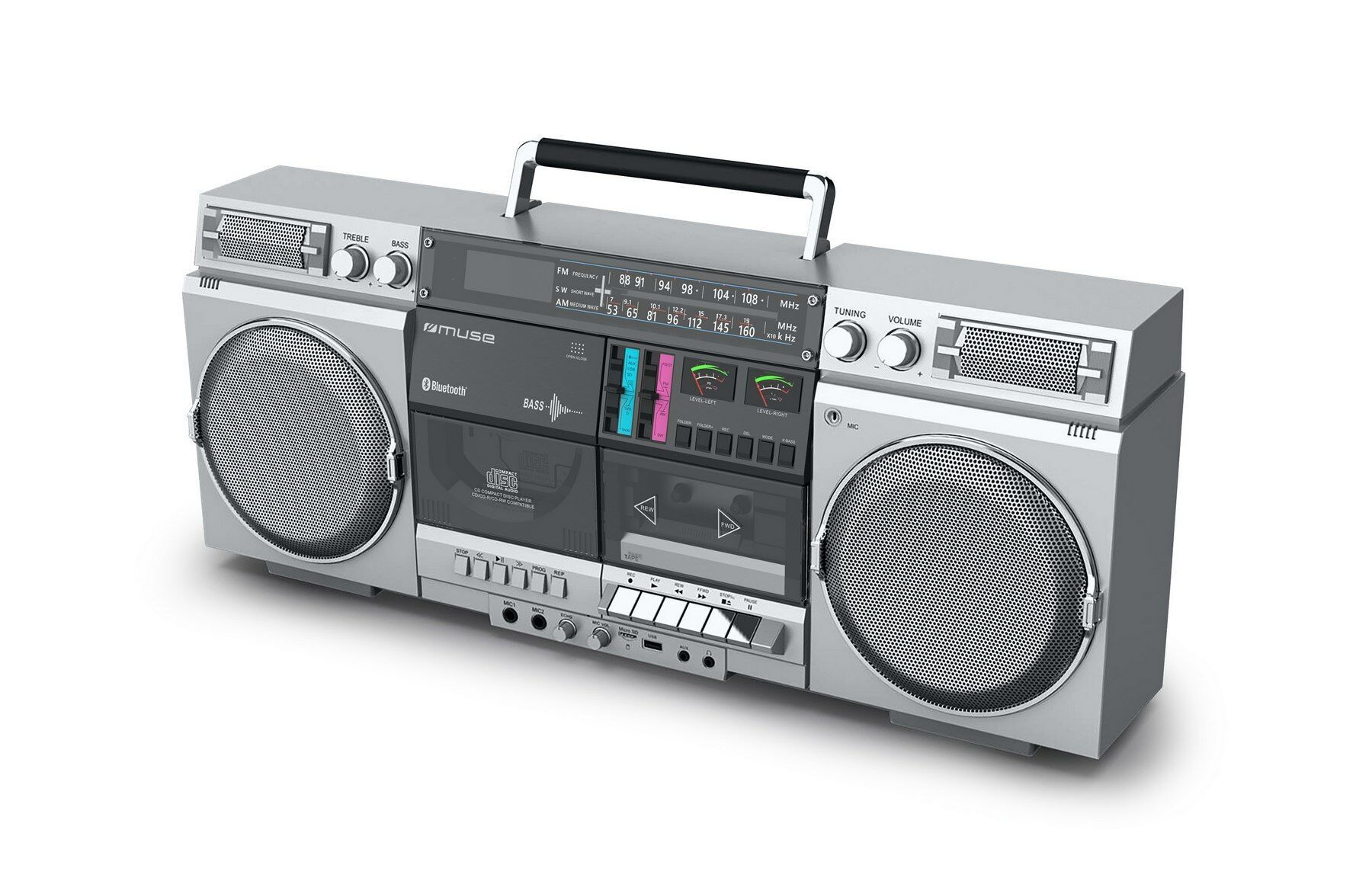 Muse M-380GBS - Ghettoblaster met, FM, CD, cassette, USB, SD