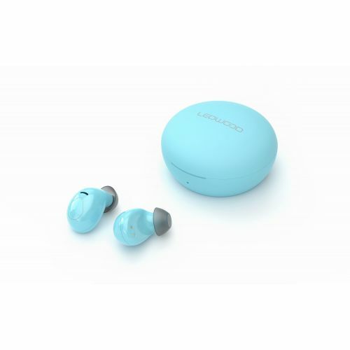 TWS earphones LUNA met draadloos oplaadbare oplaadcase van Ledwood, lichtblauw