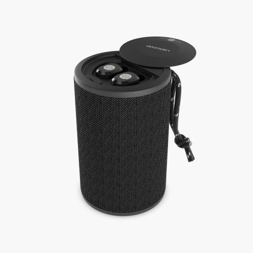 Bluetooth speaker DUAL ST9 met geïntegreerde in-ear earphones van Ledwood, zwart