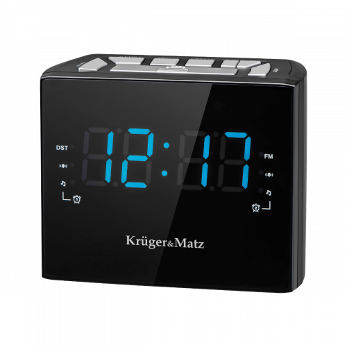KM0821 - Krüger & Matz FM wekkerradio, zwart  - 5901890069281