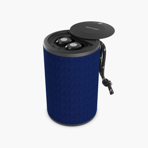 Bluetooth speaker DUAL ST9 met geïntegreerde in-ear earphones van Ledwood, donkerblauw