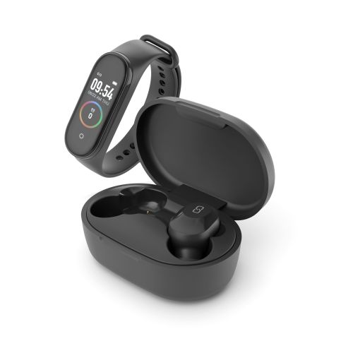 KEPLER TWS earphones, oplaadcase en activity tracker, zwart van Ledwood