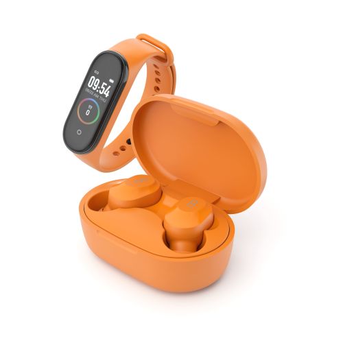 KEPLER TWS earphones, oplaadcase en activity tracker, oranje van Ledwood
