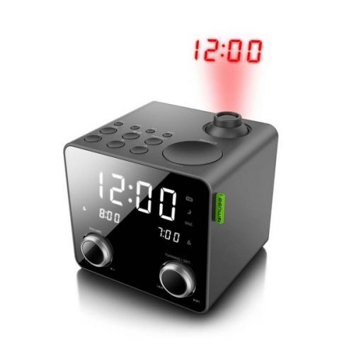 Muse M-189 zwarte kubus wekkerradio met tijdprojectie bestellen bij Gizmo Retail