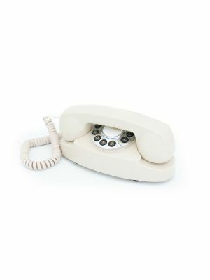 Retro telefoon GPO 1959AUDREYIVO met druktoetsen, klassiek jaren ‘60 ontwerp, crème

